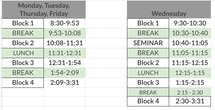 LHS Remote Learning schedule
